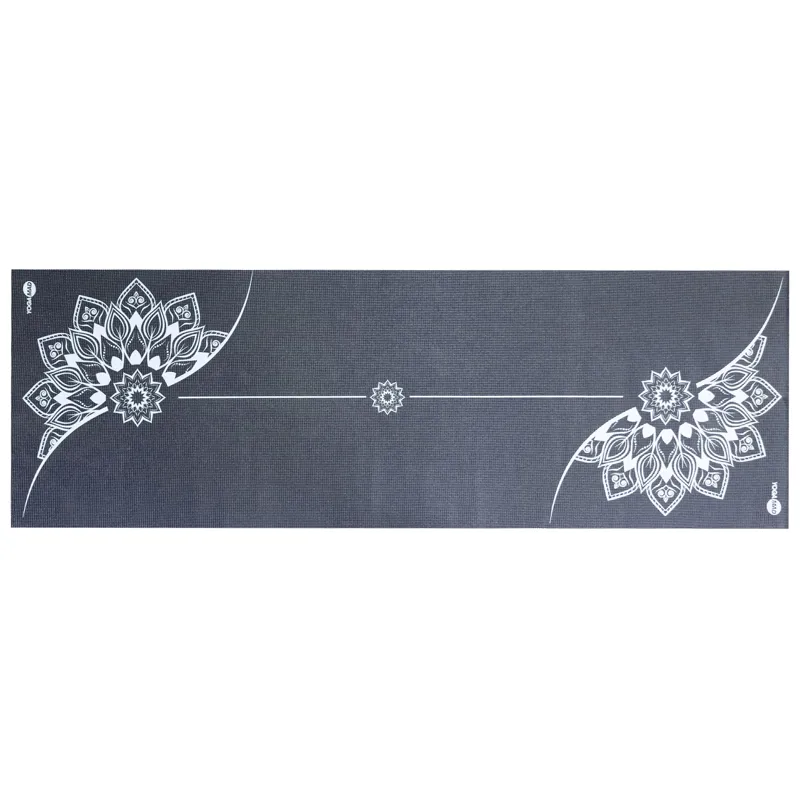 Fitness Mad Mandala Alignment Yoga Mat 4mm Graphite w/Light Grey Print-4